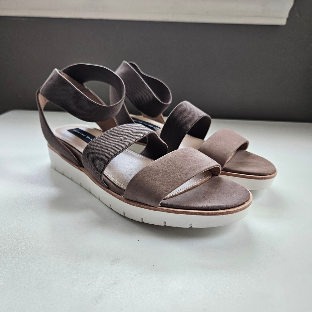 Steven Gambel Platform Sandals 7.5 Taupe Elastic Neutral Beige Gladiator Tan